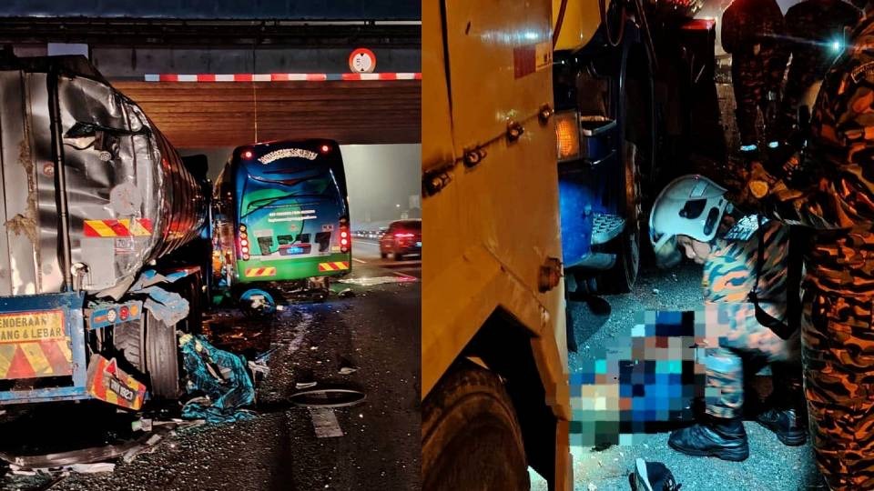Dua maut, 16 cedera dalam nahas bas dan dua lori di Ayer Hitam