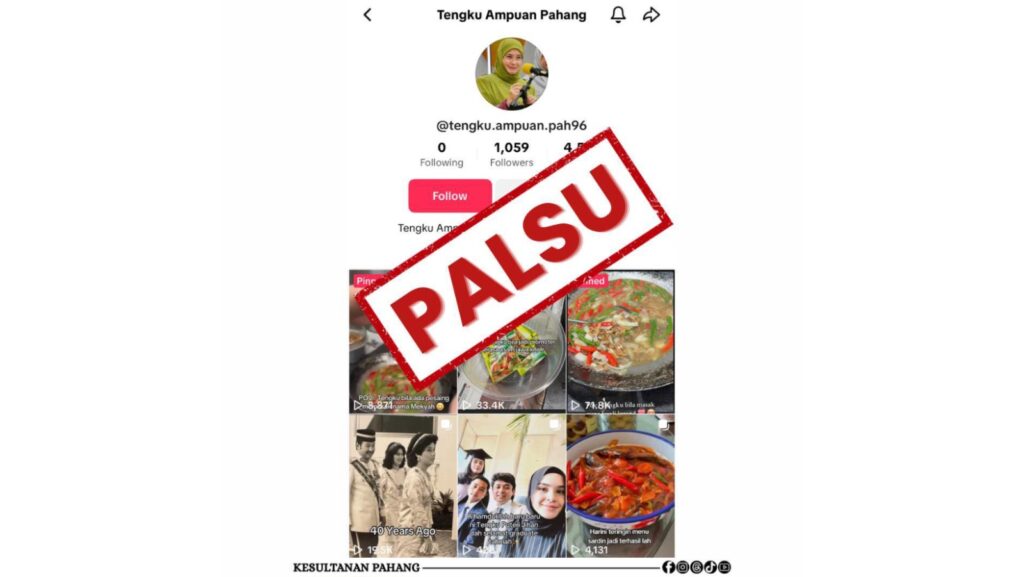 Istana Pahang Nafi Akaun TikTok Tengku Ampuan