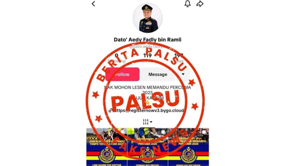 JPJ nafi iklan palsu tawaran lesen memandu percuma di TikTok