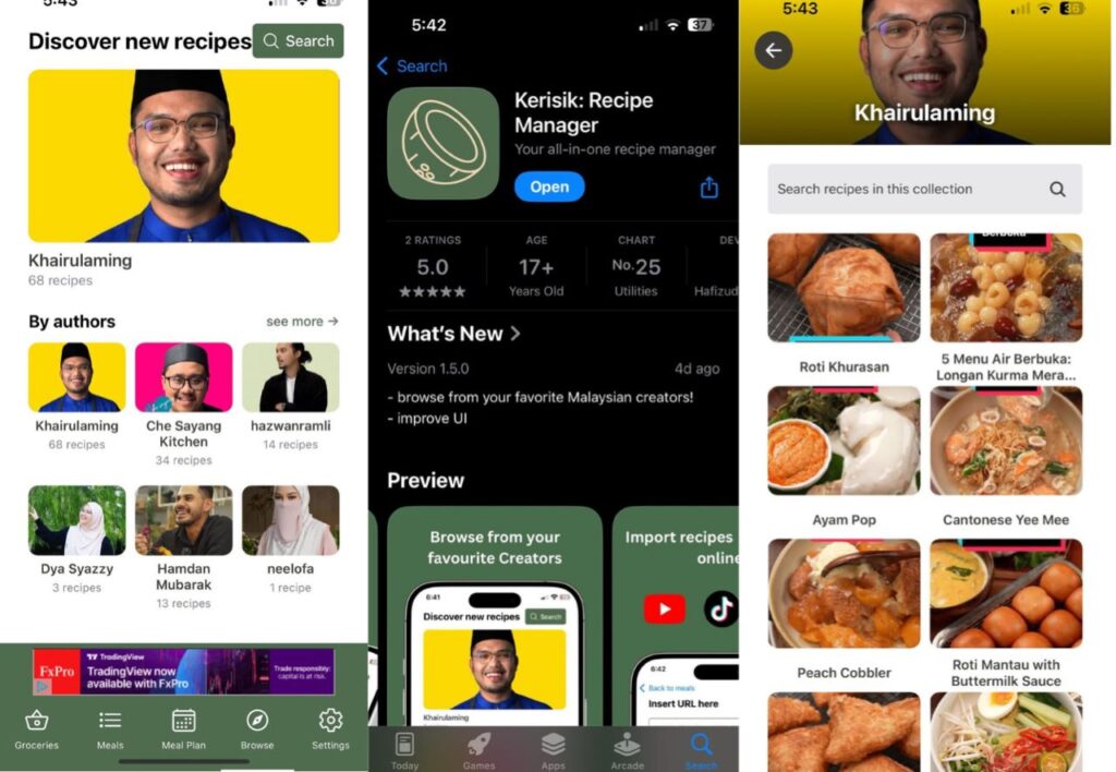 Semua resipi pempengaruh dalam satu Apps, memasak jadi lebih mudah!